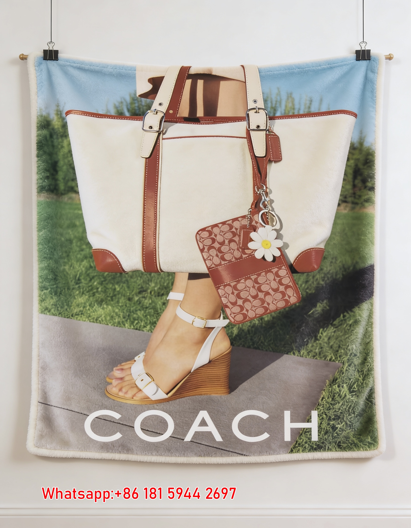 Coach Tote Bag Print Flannel Fleece Throw Blanket C057